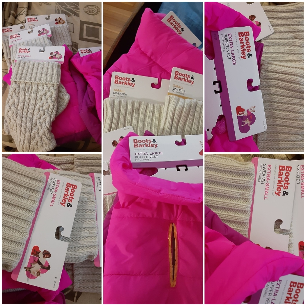 6 DOG Sweaters.  Boots and Barklley dog apparel  all six included